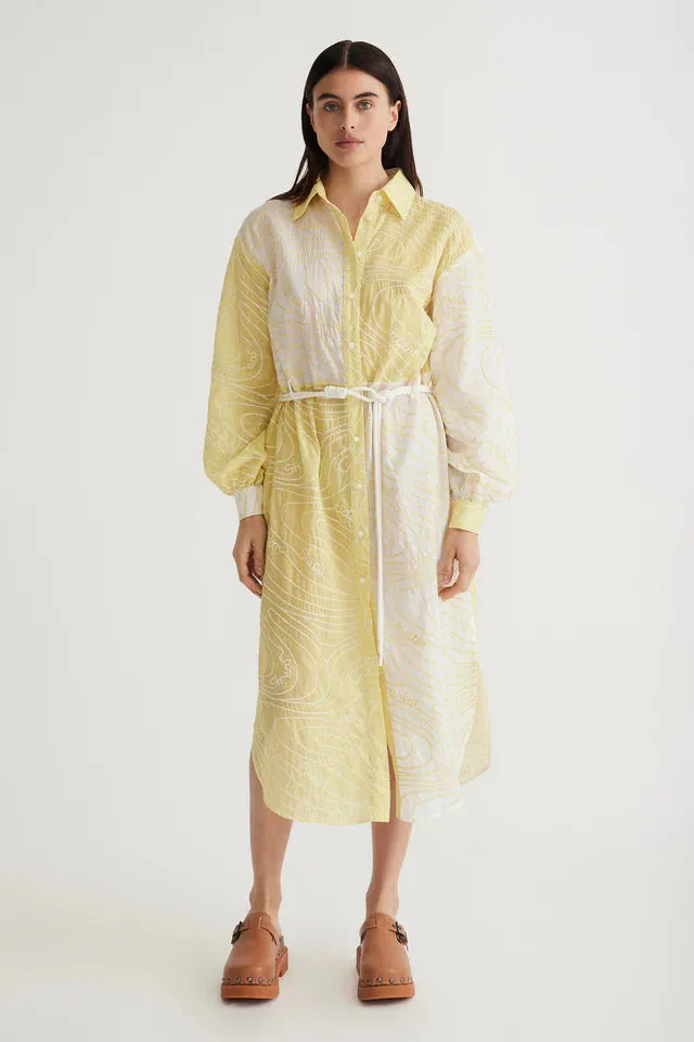 Antipodean Surge Belted Shirt Dress in Zest