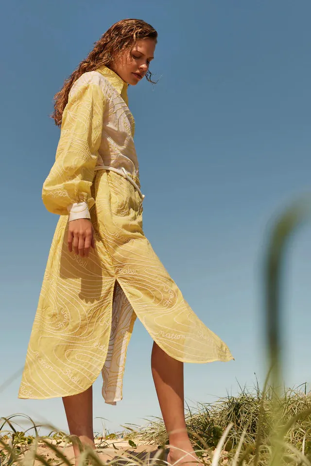 Antipodean Surge Belted Shirt Dress in Zest