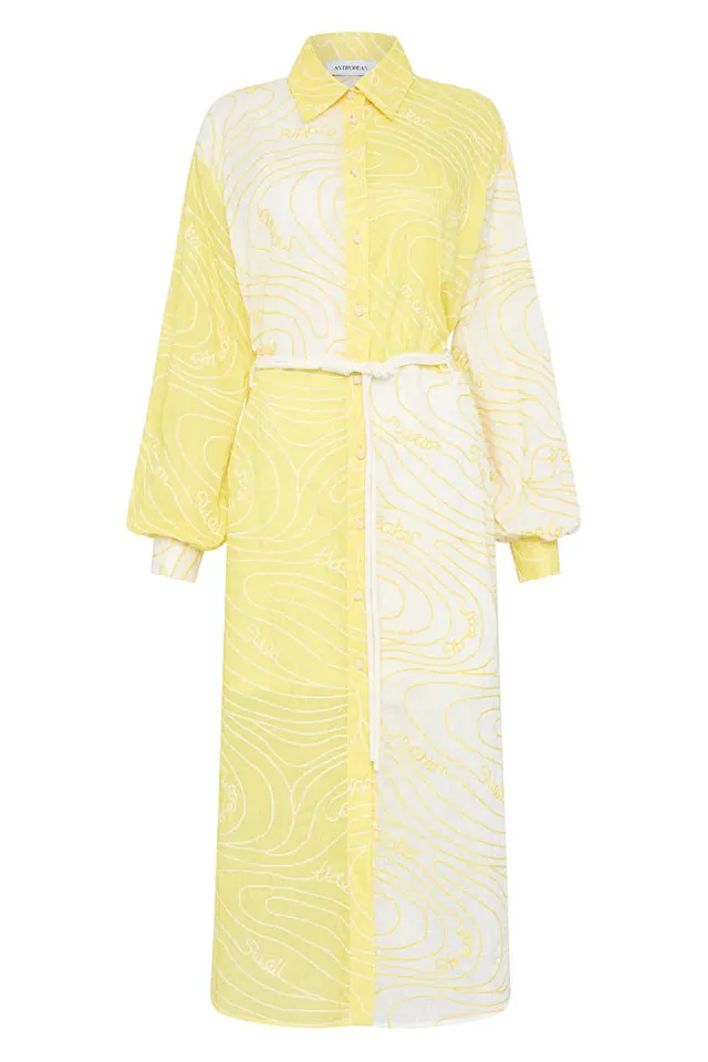 Antipodean Surge Belted Shirt Dress in Zest