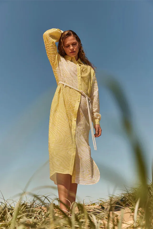 Antipodean Surge Belted Shirt Dress in Zest
