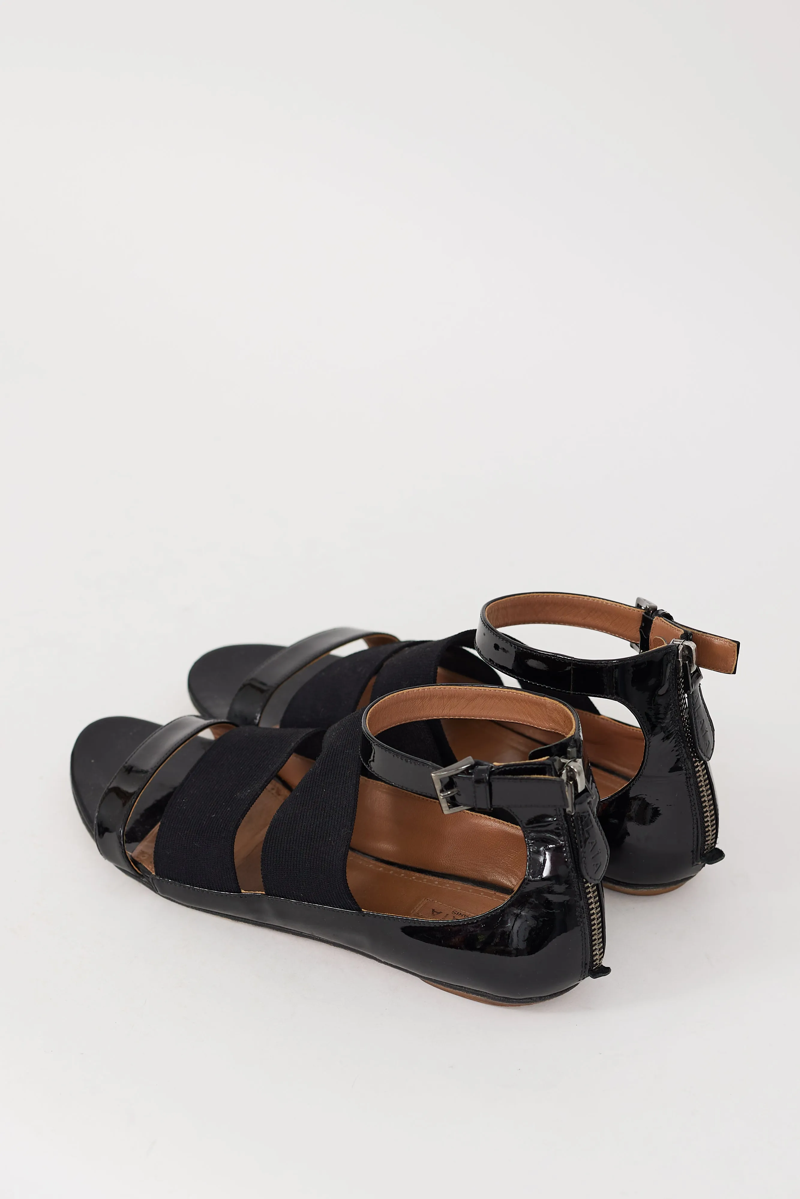 Black Patent Leather Strappy Sandal