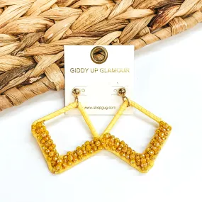 Champagne Secrets Beaded and Raffia Wrapped Diamond Earrings in Yellow