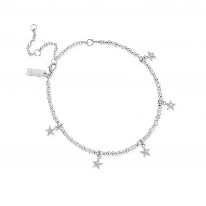 CHLOBO Sterling Silver Mini Cute Multi Star Anklet