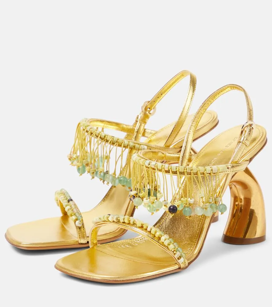 Dries Van Noten 95 beaded metallic leather sandals
