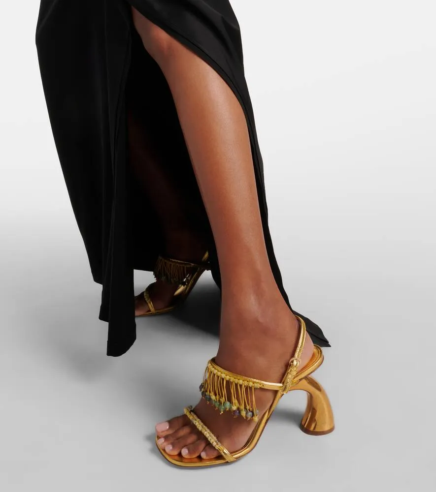Dries Van Noten 95 beaded metallic leather sandals