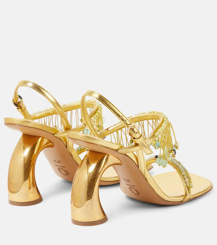 Dries Van Noten 95 beaded metallic leather sandals