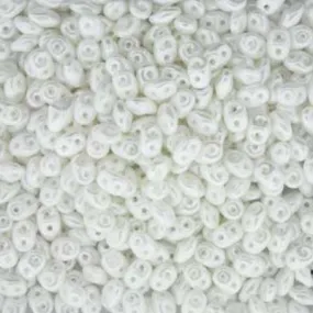 DU0525001-TB Pastel White SuperDuo Two Hole Czech Seed Beads Tube