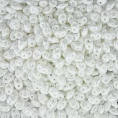 DU0525001-TB Pastel White SuperDuo Two Hole Czech Seed Beads Tube
