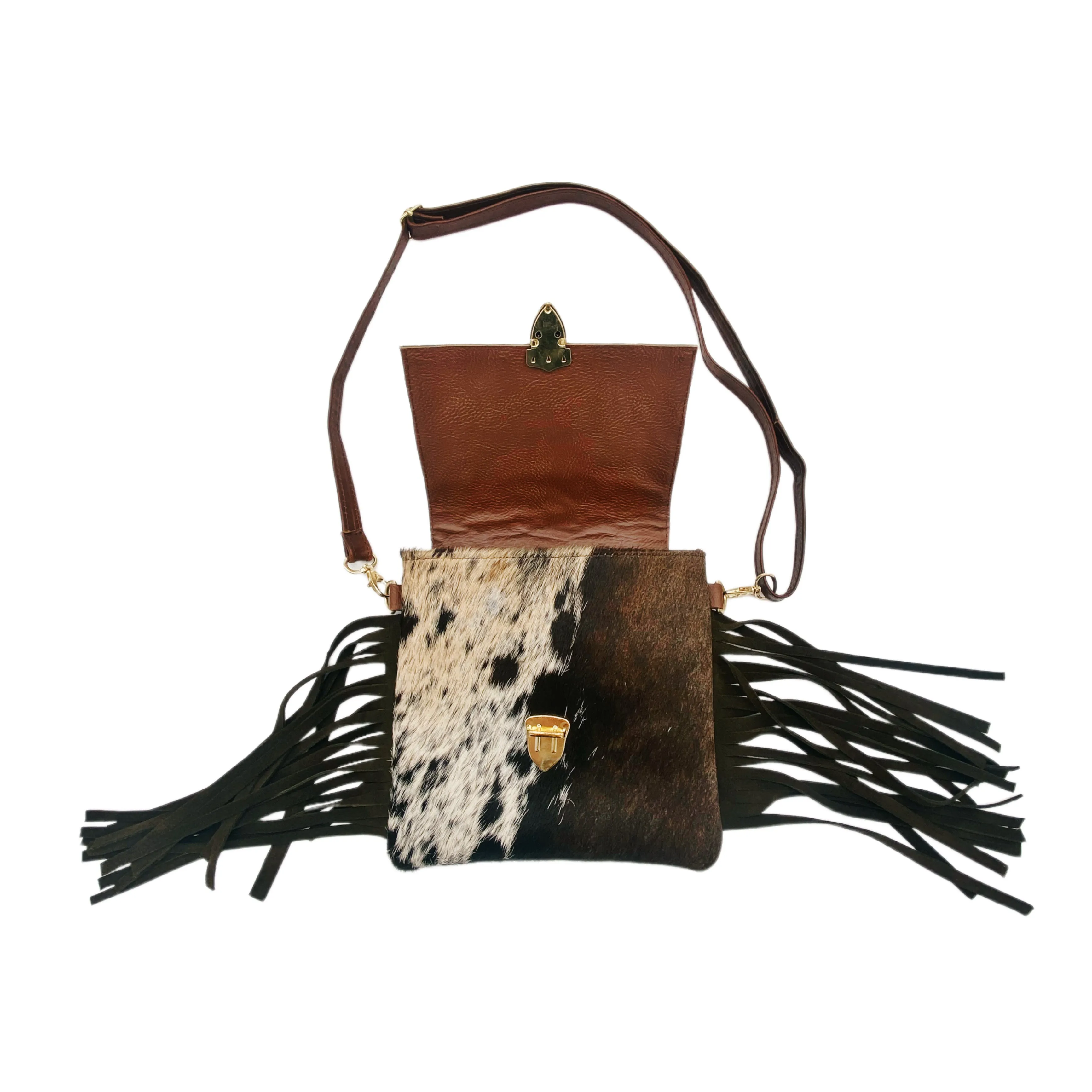 Fleurbleu Mini Floral Tooled Leather Cowhide Fringe Purse