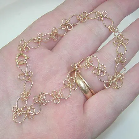 Gold Filled Twist Wire Ankh-Link Ankle Bracelet