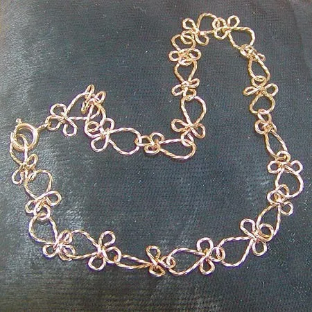 Gold Filled Twist Wire Ankh-Link Ankle Bracelet