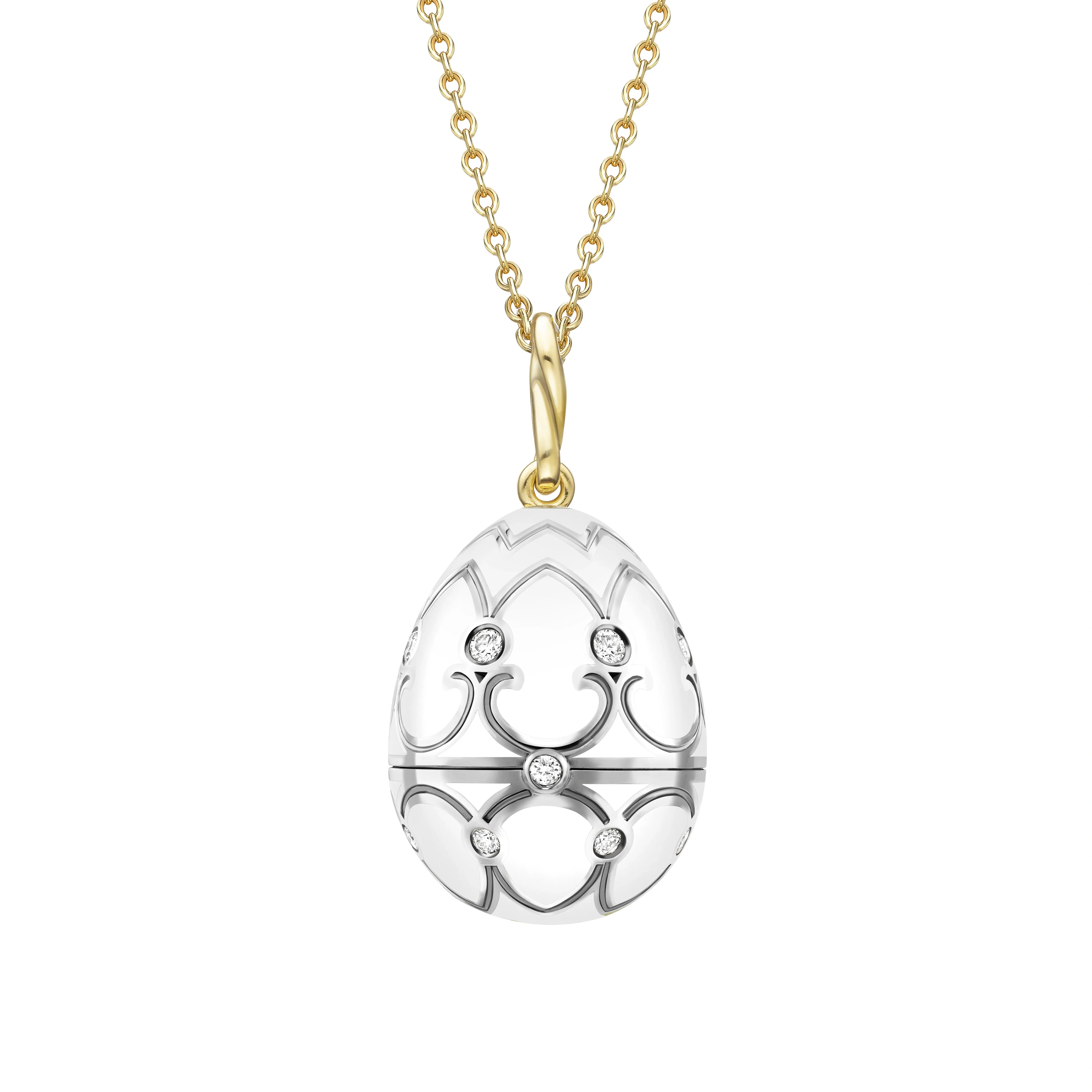 Guilloché Enamel Carved Mother of Pearl Surprise Locket