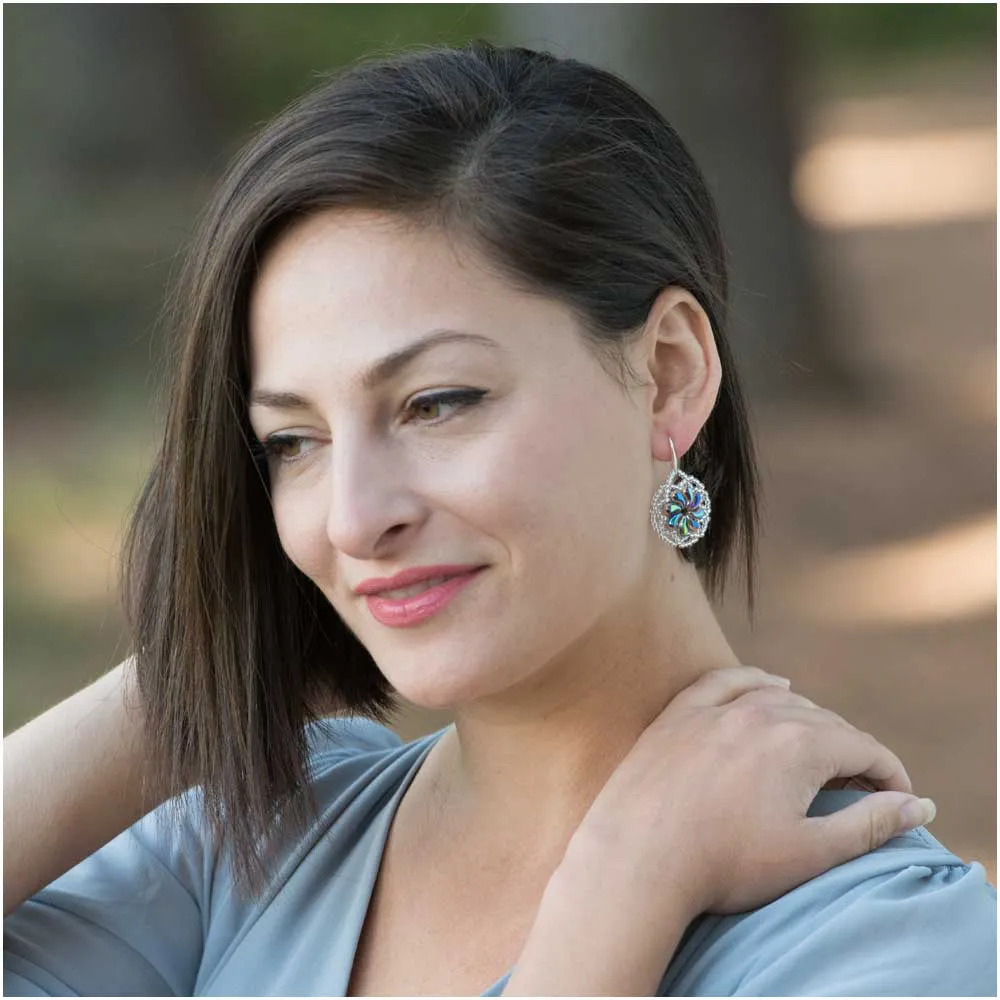 Lacy Floral Swirl Earrings in Vitrail