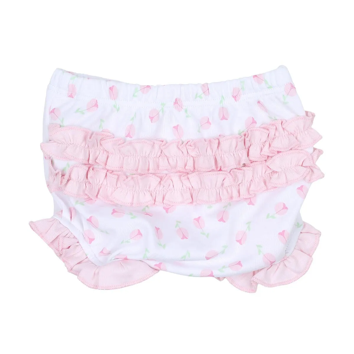 Magnolia Baby Girls Pink Tulips Tessa's Classics Smocked Printed Ruffle Bloomers Set