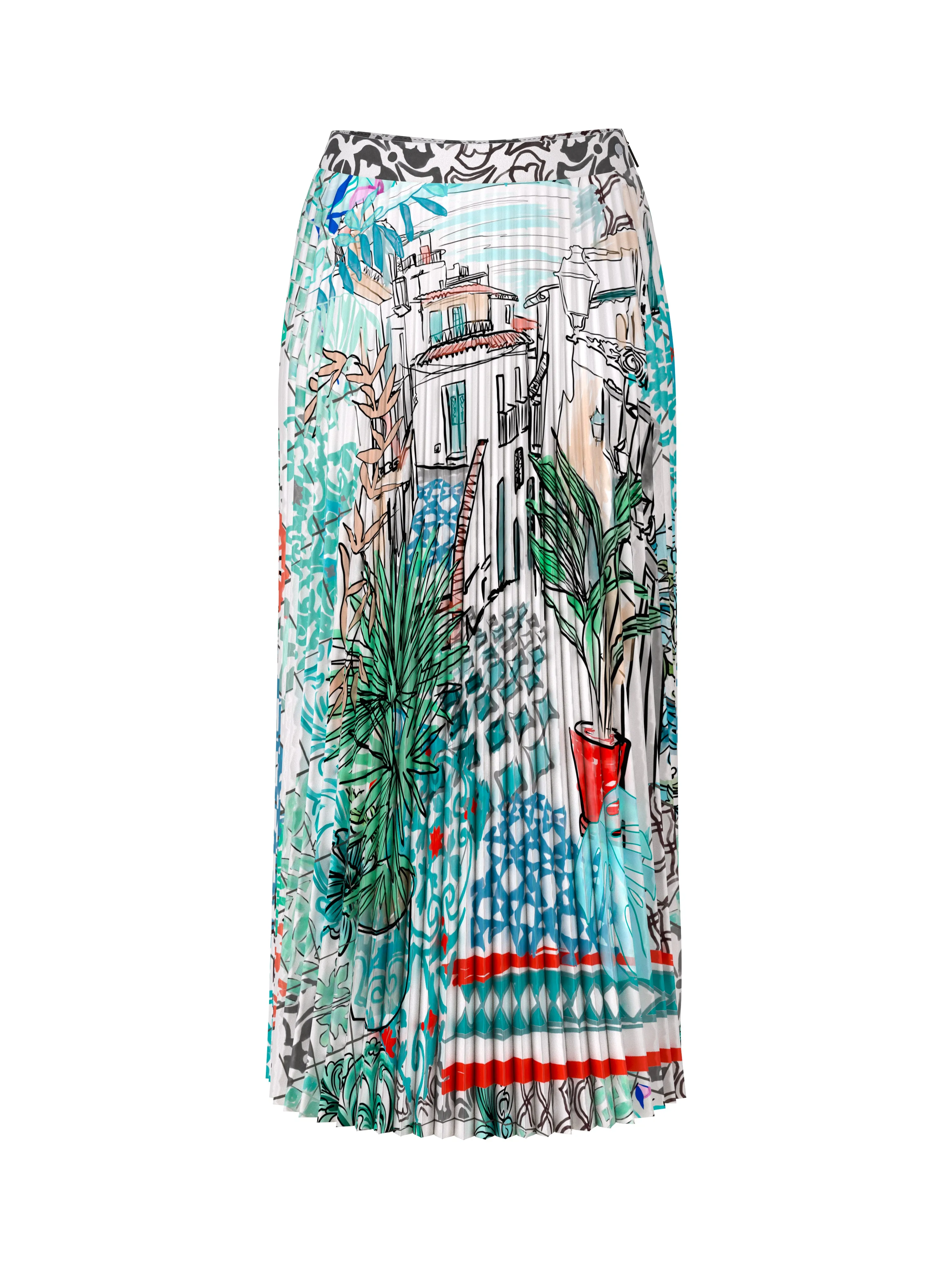 MARC CAIN Leaf Printed Skirt