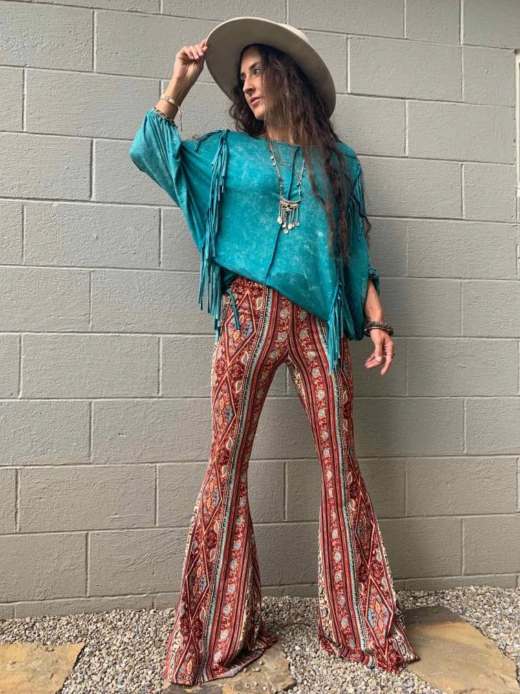 Navajo Acid Washed Fringed Tee