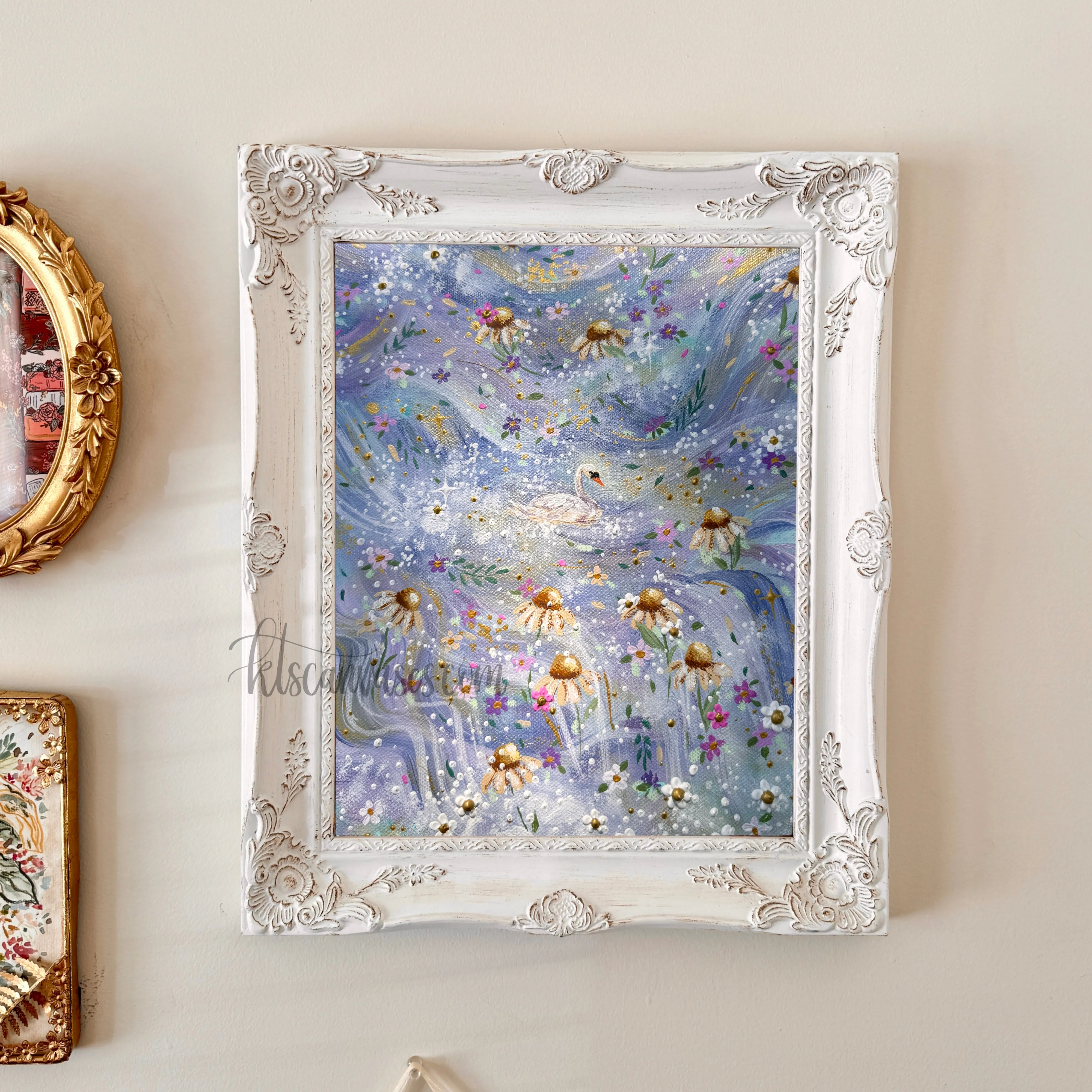 Sunlit Swan Garden Art Print