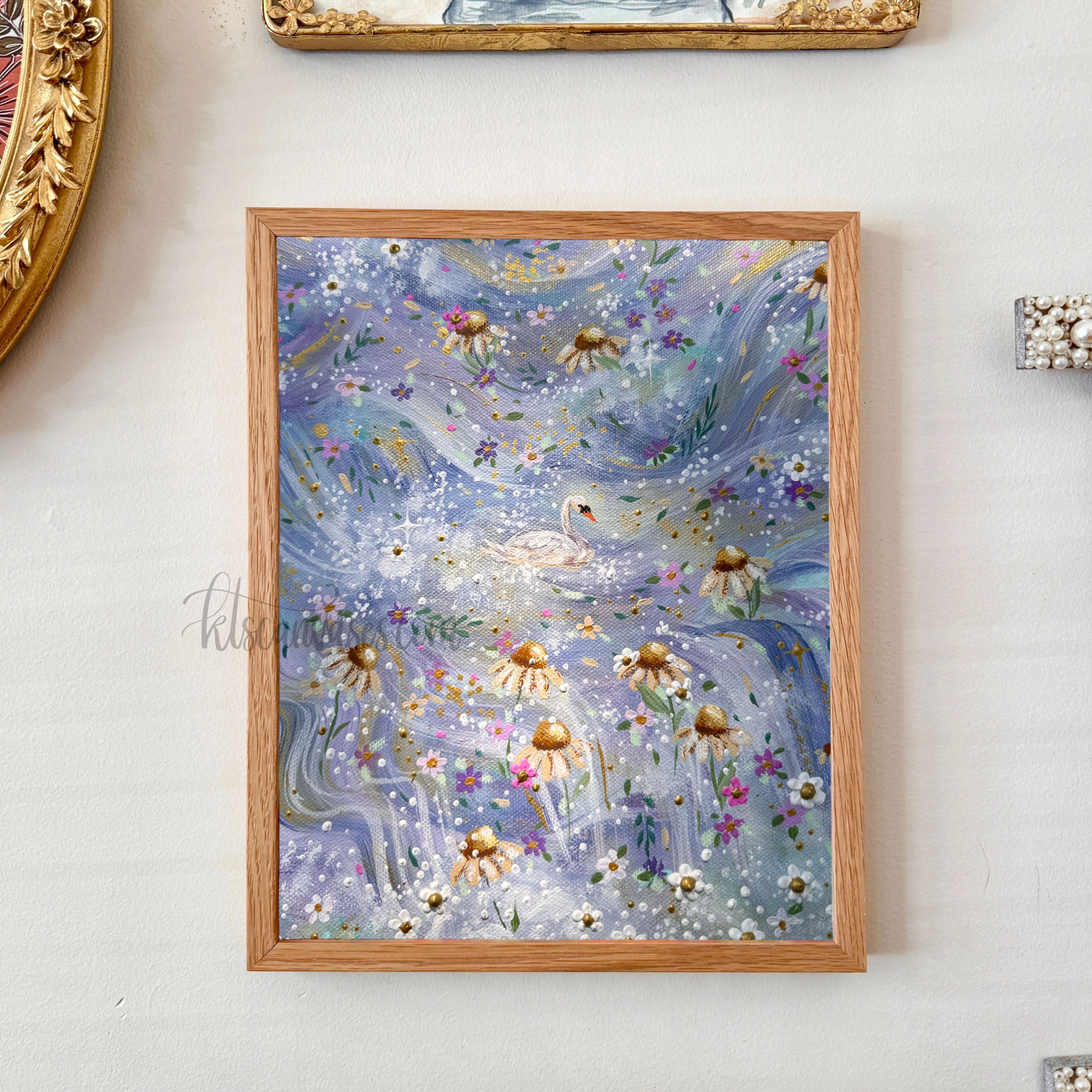 Sunlit Swan Garden Art Print