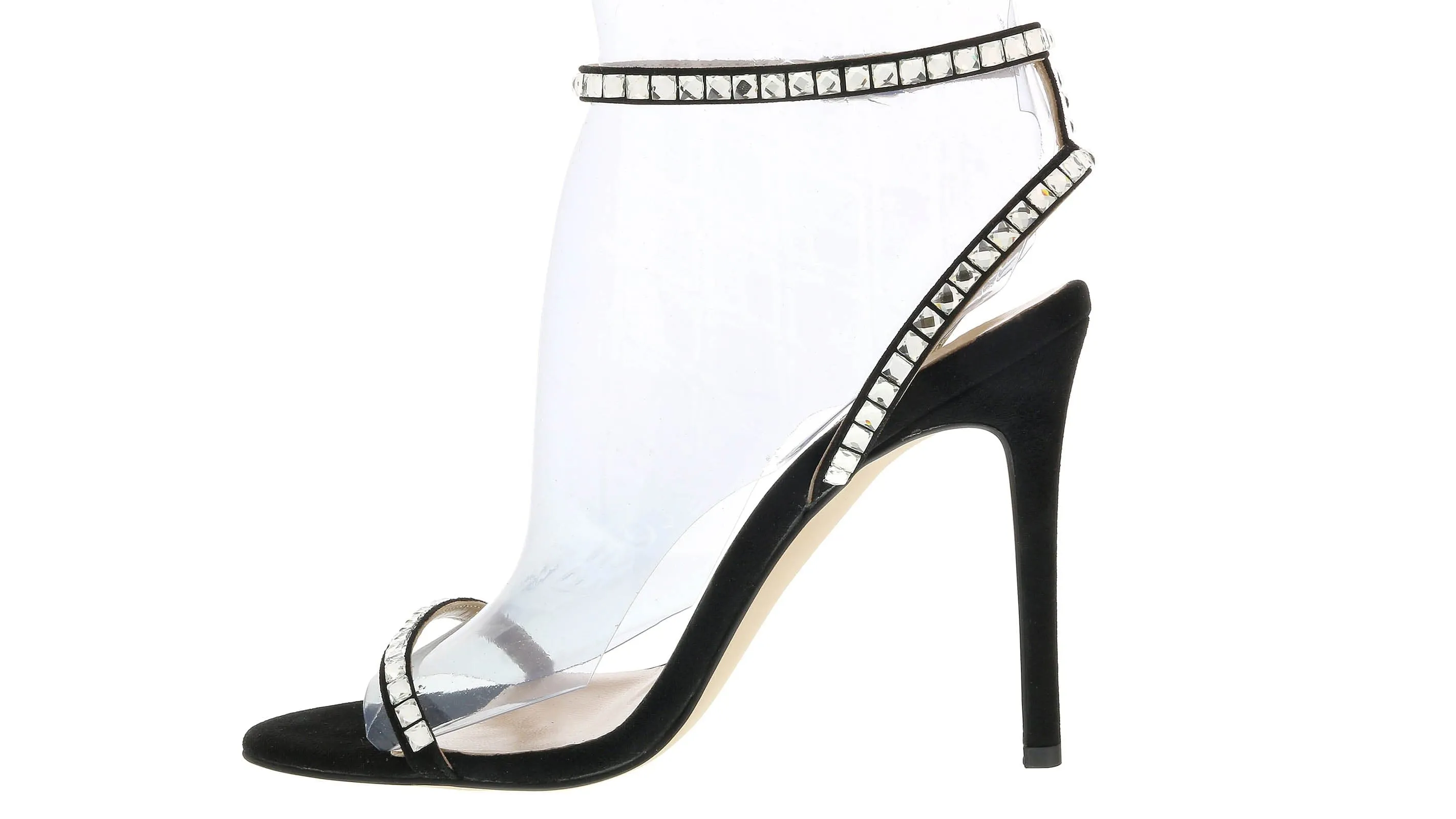 Ventutto Black Classic Crystal Embellished Strappy  High Heel Sandal-