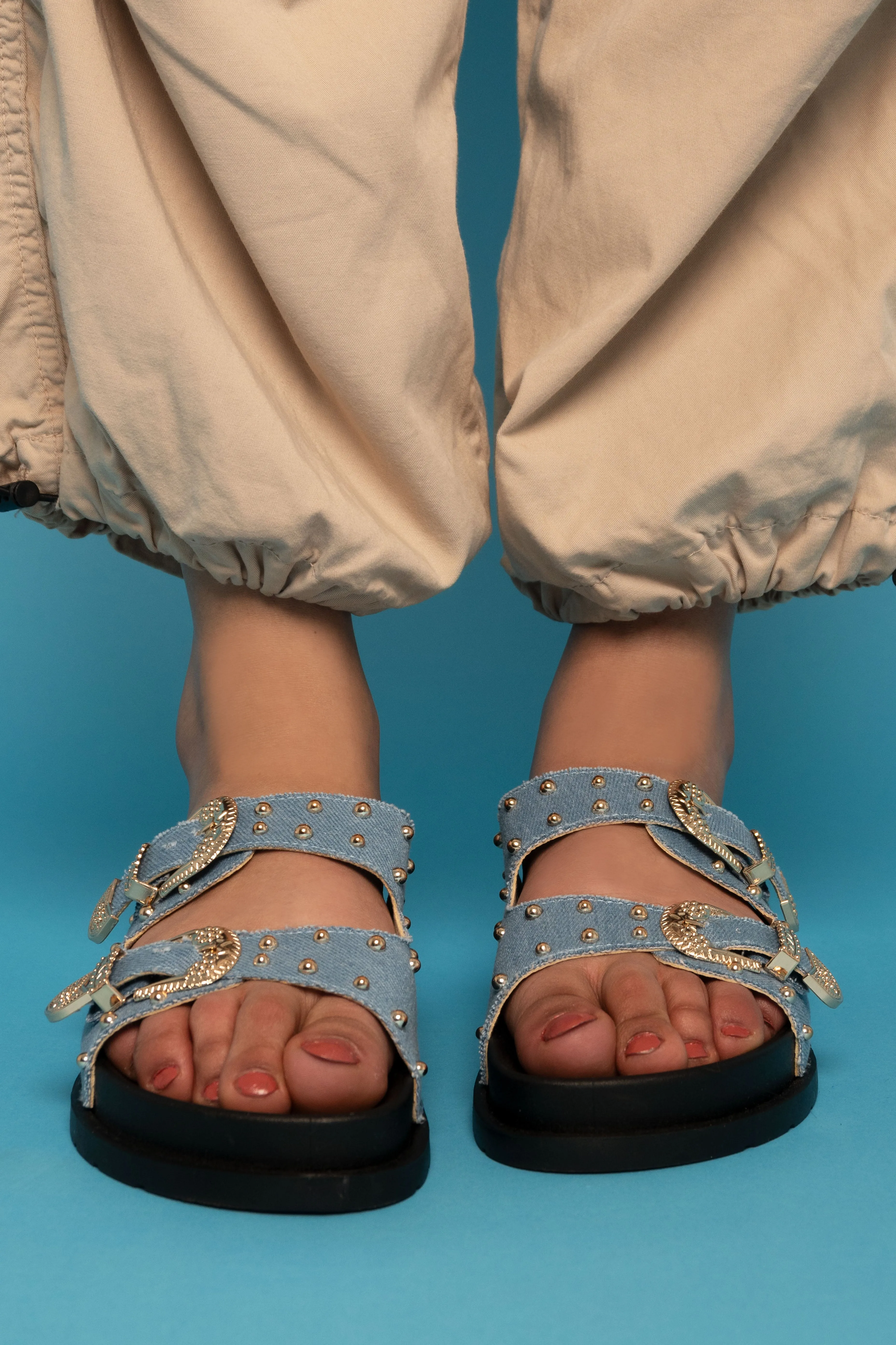 Vintage Charm Sandals - Blue