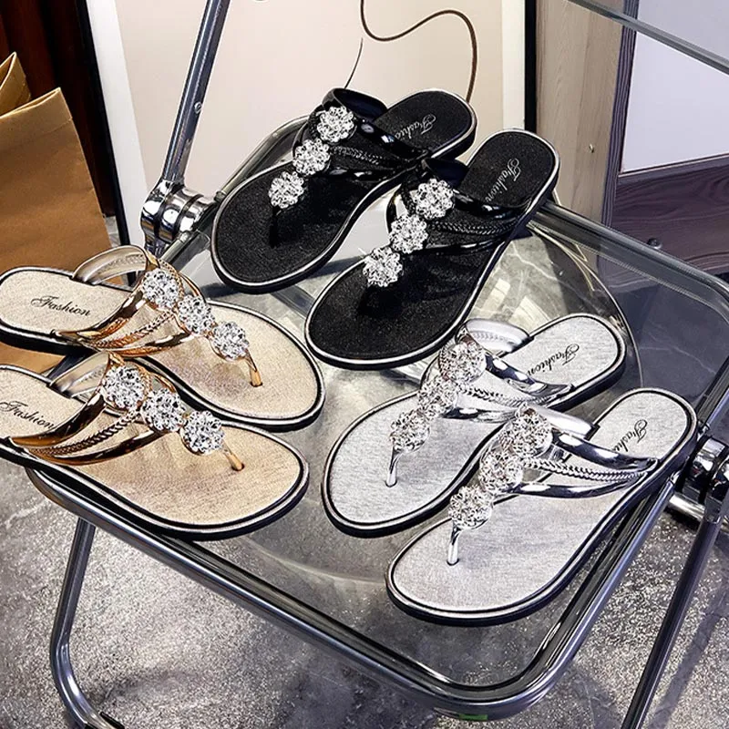 Women's Casual Floral Embellished Flat Sandals