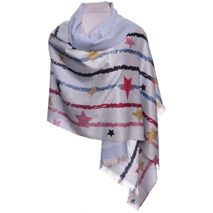 Zelly Blue Stars & Stripes Pashmina Scarf